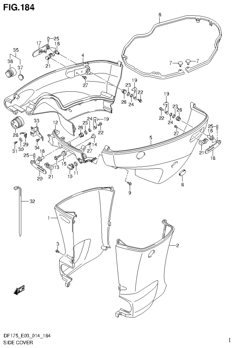 Suzuki DF175ZG SIDE COVER (DF175Z E03) parts diagram